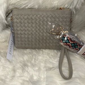 Chic Woven Wristlet in Elegant Gray NWT